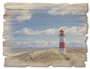 ARTland Holzbild Vintage Leuchtturm Sylt Größe: 40x30 cm