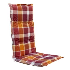 Universal Hochlehner Auflage - Karo - Garten Stuhl Polster Sitz Kissen rot orange gemustert