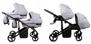 BabyLux® DUO | 2in1 Kinderwagen für Zwillinge | Silver | Geschwisterwagen Zwillingskinderwagen | Kinderwagenset | Buggy + Babywanne