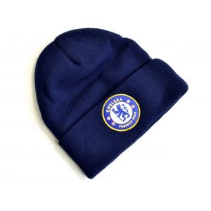 Chelsea FC Wappen Strick-Umschlagmütze BS1708 (Einheitsgröße) (Marineblau)