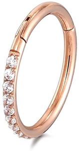Karisma Titan Roségold G23 Hinged Segmentring Charnier/Conch Clicker Ring Piercing Ohrring Zirkonia Stärke 1,2mm - 8mm