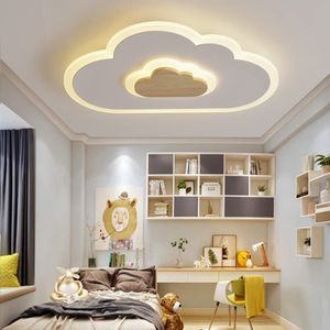 Welikera LED Deckenleuchte, Kinderzimmerlampe Deckenlampe Deckenleuchte für Kinder, Wolken deckenleuchte Holz Stufenloses Dimmen mit Fernbedienung, 40cm