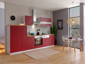 Küche Küchenzeile Leerblock Einbauküche Weiß Rot Malia 310 cm Respekta