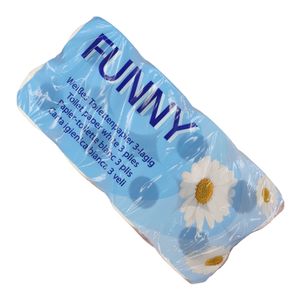 Funny Klopapier Funny - weißes Toilettenpapier - 3-lagig, 8 Rollen a 150 Blatt