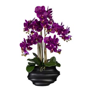 Künstliche Orchidee 75cm in schwarzer Kunststoffvase in versch. Farben