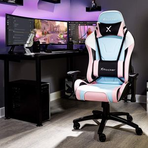 X Rocker Gaming Stuhl Agility Weiß/Pink Wippfunktion ergonomisch komfortabel