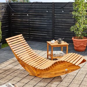 Casaria Schwungliege FSC®-zertifiziertes Akazienholz Ergonomisch Wippfunktion Gartenliege Sonnenliege Relaxliege Saunaliege