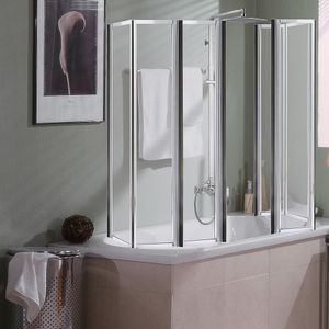 2x 3-dielny sklenený sprchový kút vaňová zástena skladacia vaňová zástena sprchový kút bočná zástena sprchová priečka esg
