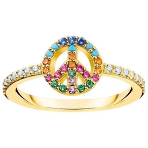 Thomas Sabo TR2373-488-7 Damen-Ring Peace Goldfarben Bunte Steine, 56/17,8