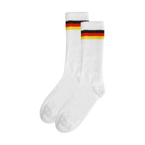 Deutschland Fanartikel Unisex Socken in Weiß mit Deutschlandflagge - Tennissocken mit perfekter Passform und Tragekomfort - ideal für EM 2024