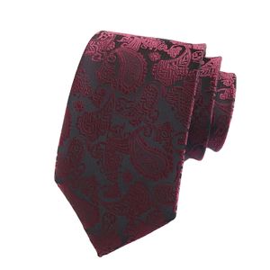 Verstellbare Stickerei, lange Anzug-Krawatte, Retro-Cashew-Nuss-Druck, Herren-Krawatte, Blazer-Zubehör, Weinrot
