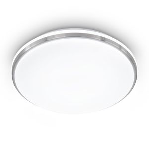 EGLO LED Deckenleuchte Marunella, Wandlampe Ø 34 cm in Stufen dimmbar, Deckenlampe aus Stahl in Nickel-Matt und Kunststoff Weiß, neutralweiß