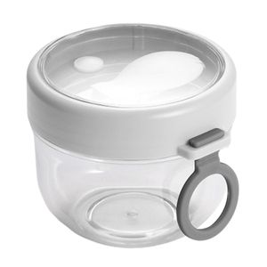 Übernachtung Hafer Jar mit Deckel Mini Löffel Ringgriff mikrowavenreiche Lebensmittelbehälter tragbares Frühstück Sojadrink Cup Joghurt Salat Cup Haushaltsvorräte-Weiss