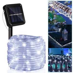 SWANEW Solar Lichtschlauch Draht Garten Lichterkette LED Lichterschlauch-Kaltweiß-20m