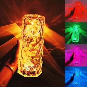 DiamondRose Crystal LED Kristall Tischlampe Leuchte mit Touch 16 Farben USB Akku
