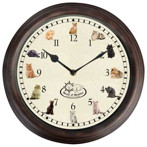 Wanduhr Uhr mit Katzengeräuschen 30 x 4,6 cm