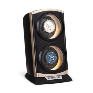 Klarstein St. Gallen Premium Uhrenbeweger, 2 Uhren, 4 Geschwindigkeiten, 3 Roationsmodi, Acrylglas-Sichtfenster, blaue LED-Beleuchtung, leise, abriebfester, widerstandsfähiger Kunststoff