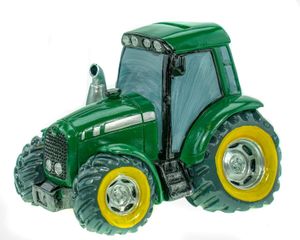 Kremers Schatzkiste Spardose Traktor grün Deko Sparschwein Figur Bauer Bauernhof