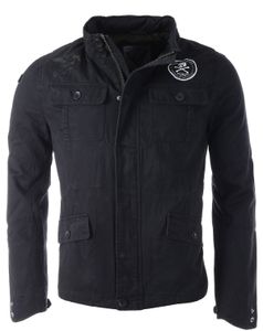 Yakuza Original Herren Skull N Wings Feldjacke Übergangsjacke Military Look JB14022 , Grösse:M, Farbe:Schwarz