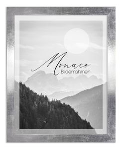Bilderrahmen Monaco - 40x60 cm, Silberglanz VintageNachbildung, 1 mm Kunstglas klar