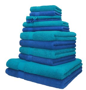 Betz 12er Handtuch-Set Palermo 100% Baumwolle Farbe blau und Petrol