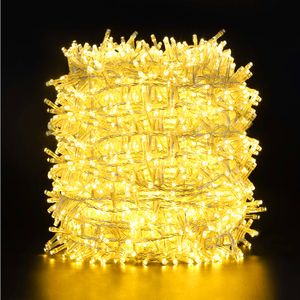 100M 2000LEDs, 8 trybów świecenia, wodoodporne lampki choinkowe LED IP44, listwa ogrodowa, oświetlenie do dekoracji wnętrz, oświetlenie imprezowe, żółty