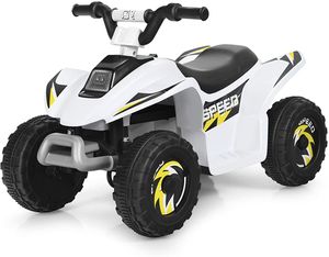 GOPLUS Kinderauto Quad ATV 6V Elektrofahrzeug mit Vor- und Rückwärtsschalter, Miniquad, Elektro Motorrad für Kinder ab 3 Jahren bis zu 30kg tragbar (weiß)