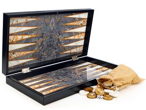 Orientalische Backgammon XXL Tavla Grau Marmor Optik