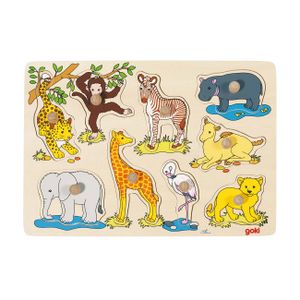 goki 57829 Steckpuzzle afrikanische Tierkinder, bunt (1 Stück)