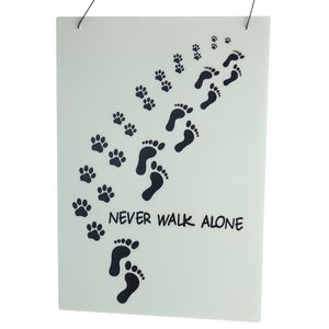 nature trends Holz-Schild Lasiert Weiß mit Schriftzug "Never walk alone" 23 x 16 cm