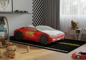 iGLOBAL Detská posteľ Lightning McQueen Car Bed Cars Posteľ pre mladých Posteľ Junior Posteľ s lamelovým rámom Penový matrac 140x70 cm