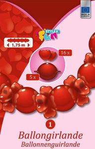Stylex 14812 Ballongirlande Herzen - 1 Set aus 21 Luftballons - 1,75 m