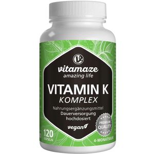 Vitamin K1 + K2 komplexní vysoká dávka vegan, 120 St KAP