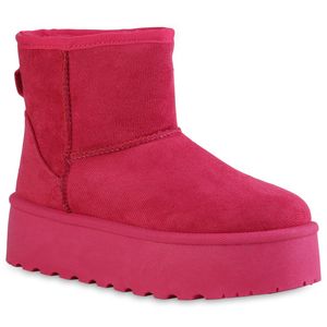 VAN HILL Damen Warm Gefüttrte Plateau Boots Stiefeletten Schuhe 840486, Farbe: Fuchsia, Größe: 39