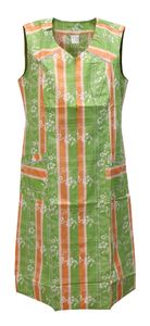 Reißverschlusskittel ohne Arm grün RV Kittel Hauskleid Schürze Kittelschürze, Größe:46, Modell:Modell 2
