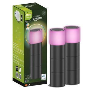 Calex Smart Outdoor LED Gartenleuchte, 2-er-Set, Sockelleuchte mit App und Kompatibel Alexa Sprachsteuerung, WLAN Aussenleuchte Wasserdicht, RGB-Farben und Warmweißes Licht, Dimmbar