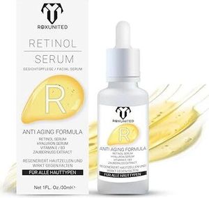 ROXUNITED Retinol Serum Hochdosiert "Vergleichssieger" Hochkonzentriert Serum Gesicht Anti Aging Vitamin C Vegan Hyaluronsäure gegen Falten, 30 ml ROXUNITED Retinol Serum Hochdosiert "Vergleichssieger" Hochkonzentriert Serum Gesicht Anti Aging Vitamin C Vegan Hyaluronsäure gegen Falten, 30 ml