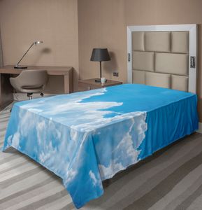 ABAKUHAUS Wolken Bettlaken, Kristallwolken Im Himmel Himmlisches Leben Hoffnung Symbol Oberfläche Planeten Körper Bild, weiches bequemes oberes Bettlaken für ein dekoratives Bett 1 Stück 190 cm x 100 cm, Blau Weiss