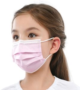 Kinder Einweg-Gesichtsmaske, 50 PCS Alter 4-12 Kinder Größe Atmungsaktive Mundabdeckung Gesichtsmasken Rosa