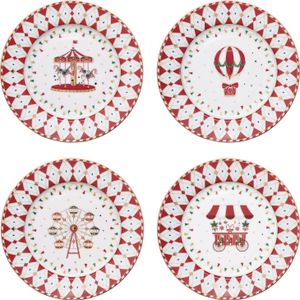 4x Vánoční říše divů dortový talíř různé dekorace porcelánové Vánoce