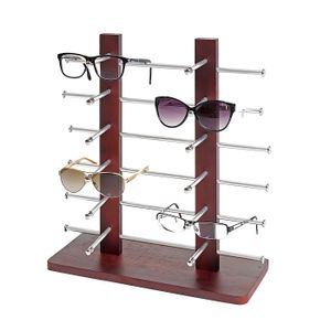Brillenständer Var, Brillenhalter Brillendisplay für 12 Brillen, 42x39cm  braun