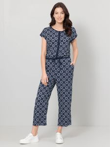 Dress In Jumpsuit Gürtel Viskose Marineblau 44 Pflegeleicht Wide Leg