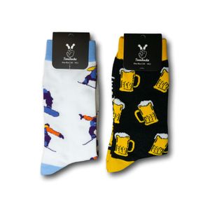 TwoSocks lustige Socken 2er-Set - Bier Socken + Snowboard Socken  Herren Socken lustig  Geschenke für Männer  Einheitsgröße