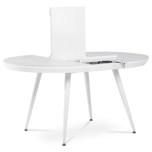 Jedálenský stôl 110+40x110 cm, keramická doska biely mramor, MDF. Kov, biely mat - HT -409M WT -Aktion