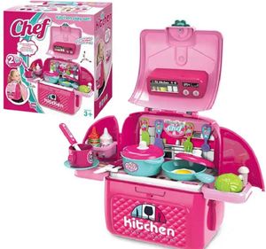 COIL Spielküche Küchenset-Tasche, Kochspielzeug, Tragbare Kinderküche im Rucksack, Kochzubehör, 28x22x12 cm,