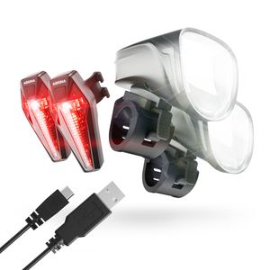 ABSINA 2x LED Fahrradlicht Set USB aufladbar - 200m Reichweite & 100 Lux Fahrradbeleuchtung StVZO zugelassen
