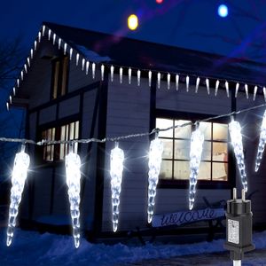 Jiubiaz LED Eiszapfen Lichterkette Eisregen 40 LED Wasserdicht Weihnachten Meteor Eiszapfen Lichter, kaltweiß