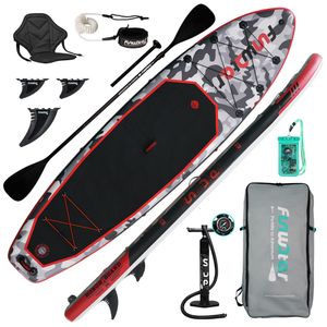 Funwater Aufblasbares Stand Up Paddling Board, Paddle SUP,paddle, mit Sitz, Handpumpe, Stand up Paddle Board, SUP Board,330cm,bis 150kg, rot