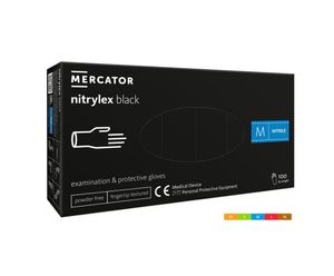 MERCATOR NITRYLEX medizinische Einweghandschuhe aus Nitril schwarz - 100 Stück, Größe XS, S, M, L, XL RUKNIT_MERC_M