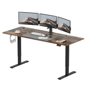 SANODESK Elektrischer Höhenverstellbarer Schreibtisch 200 x 80 cm, Ergonomischer Tischplatte, Steh-Sitz Tisch Computertisch, einfache Montage (braun)
